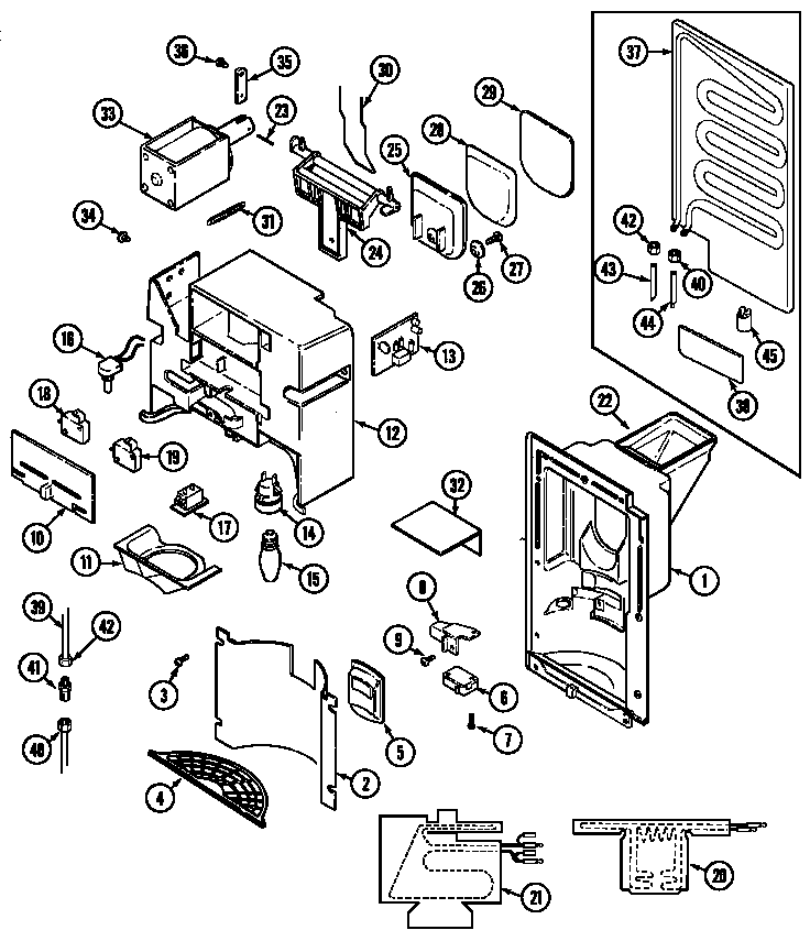 Admiral RSWA228AAM ice & water dispenser diagram