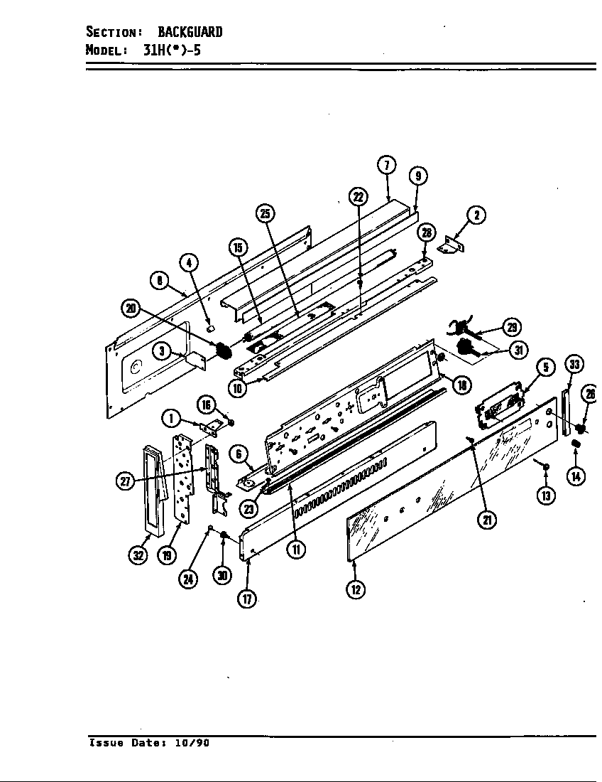 Magic Chef 31HN-5KV control panel diagram