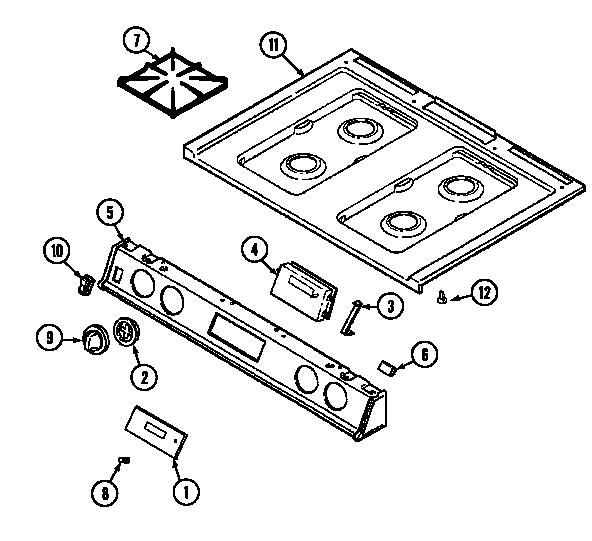 Magic Chef 7458XRW top assy. diagram