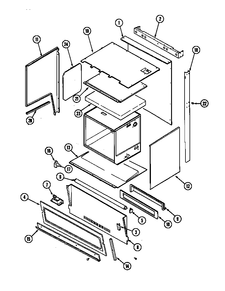 Magic Chef 7458XRW body (upper) diagram