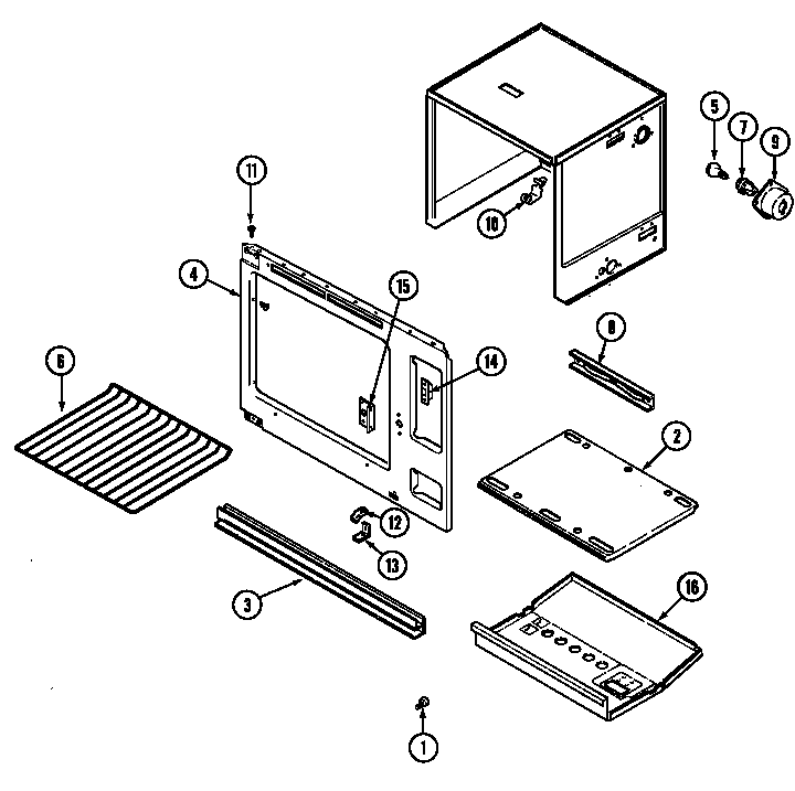 Magic Chef 7458XRW oven (upper) diagram
