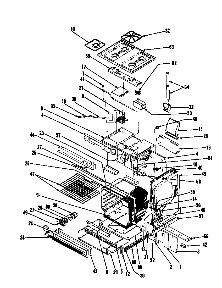 Magic Chef 34GA-3TKX-ON body diagram