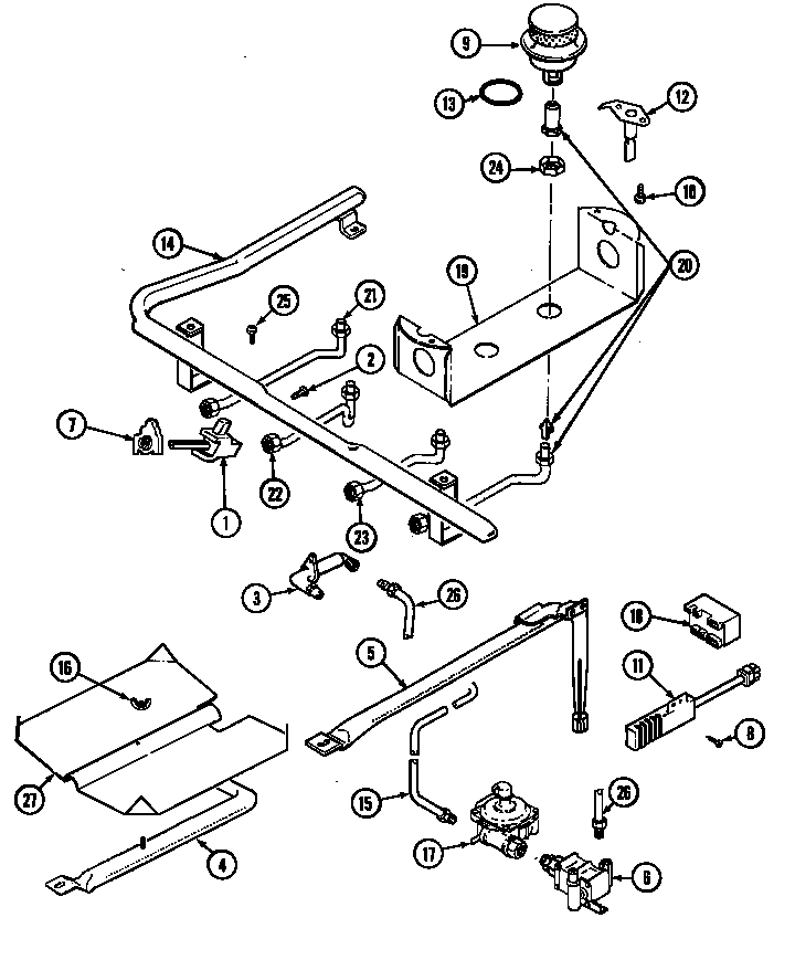 Magic Chef 3468XTA-X gas controls diagram
