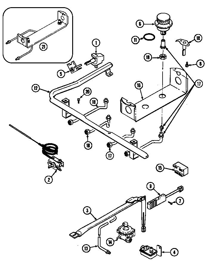 Magic Chef 3127XTA gas control diagram