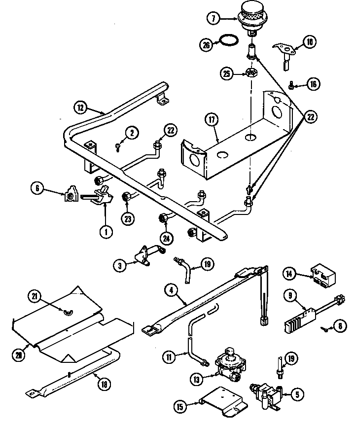 Magic Chef 6458XTS gas controls diagram
