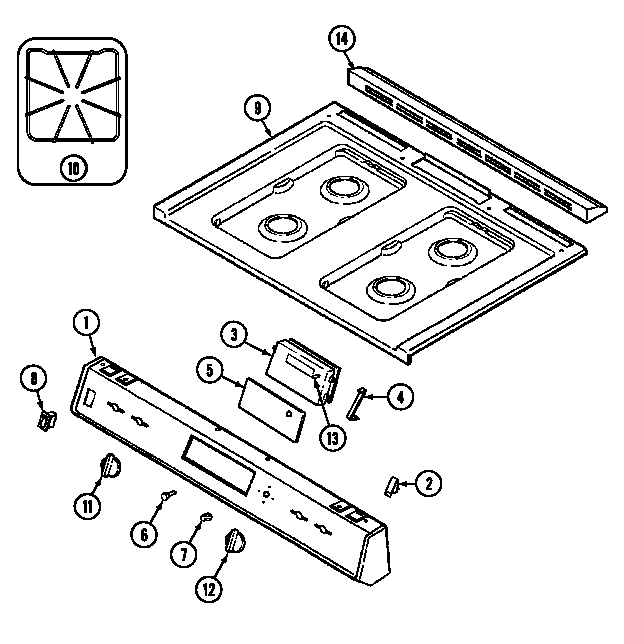 Magic Chef 6257XRS top assembly diagram