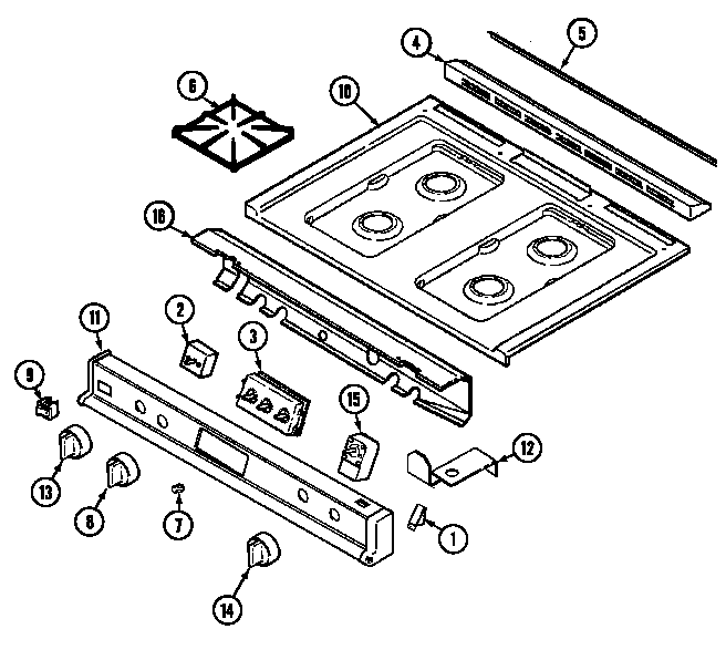 Magic Chef 6458XRA top assy. diagram