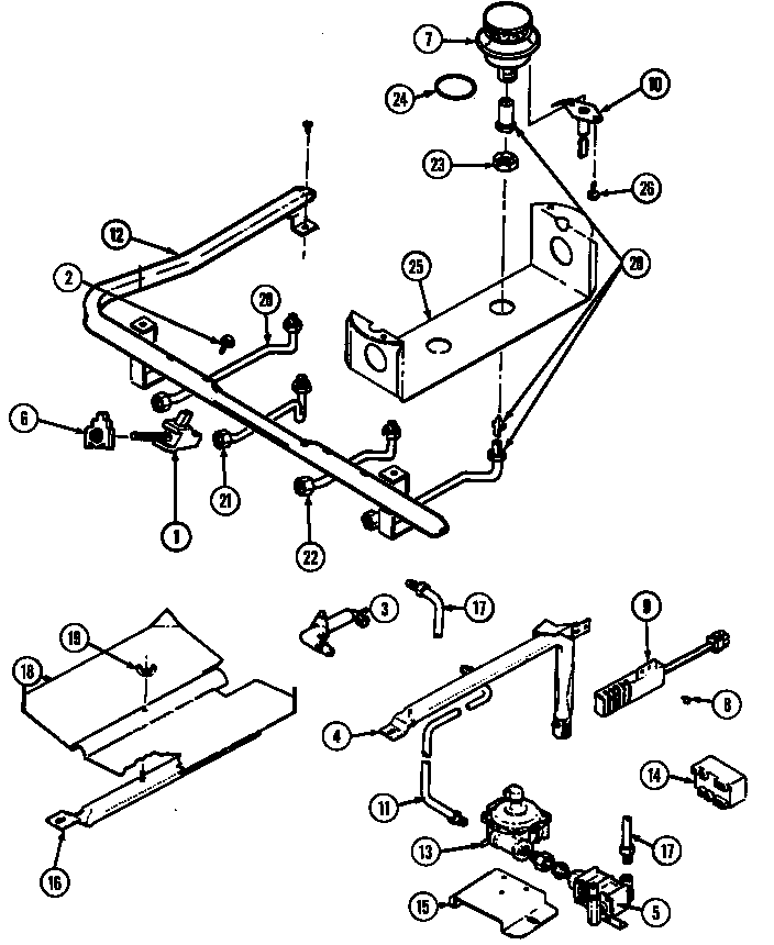 Magic Chef 6458XRA gas controls diagram