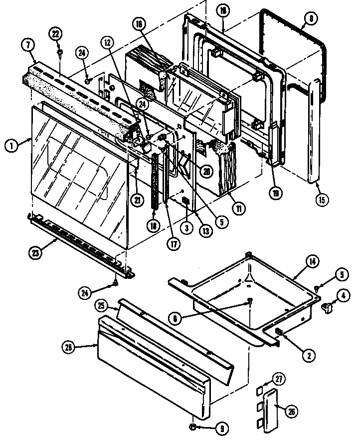 Magic Chef 6458XRA door/drawer diagram