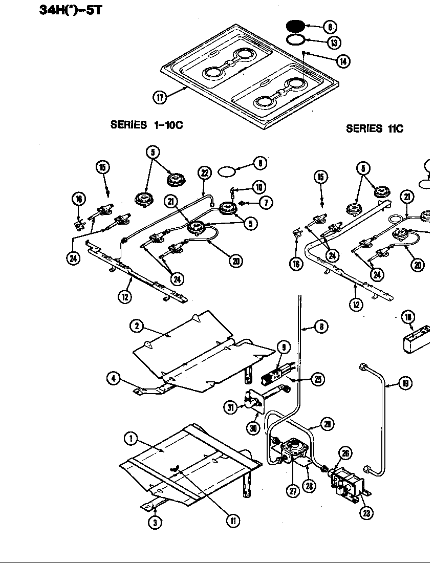 Magic Chef U34HA-5TKXW control parts diagram