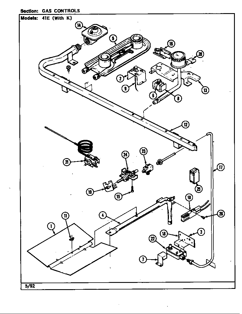 Magic Chef 41EB-2KW gas controls diagram