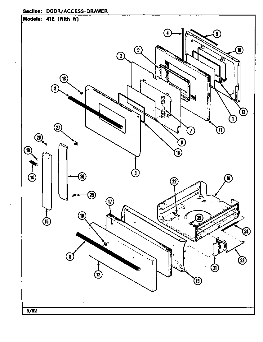 Magic Chef U41EN-2GLNW-FC door/drawer diagram