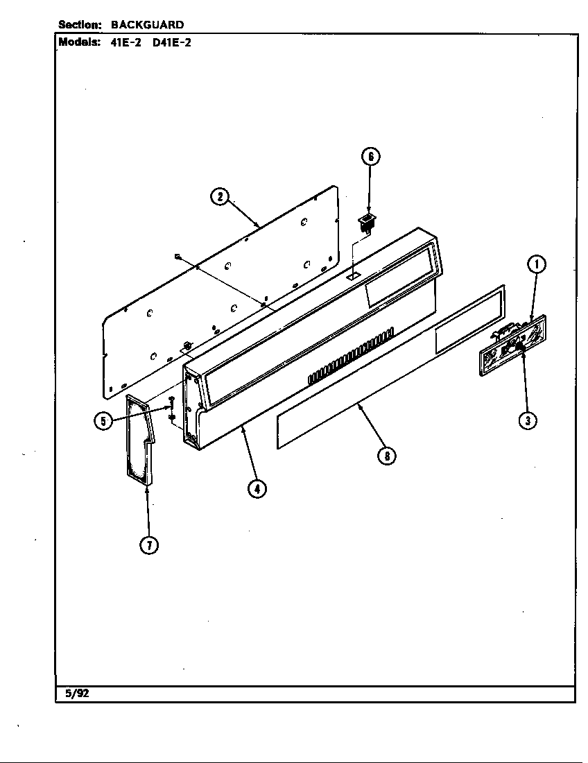 Magic Chef U41EA-2GLW-DO backguard diagram