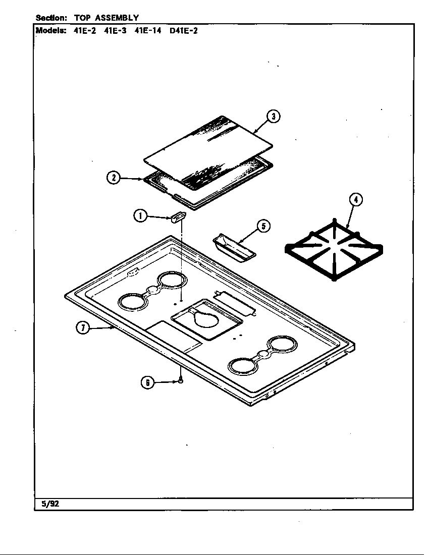 Magic Chef U41EA-2GW-AQ top assembly diagram