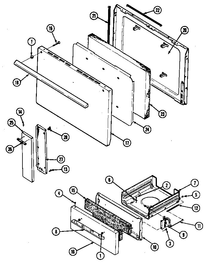 Magic Chef 4100PRA-K door/drawer diagram