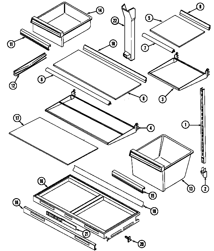 Norge NT198NW shelves & accessories diagram