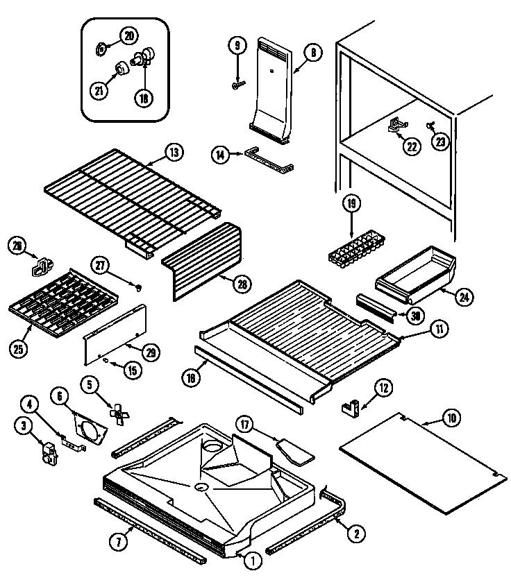 Norge NT198NW freezer compartment diagram