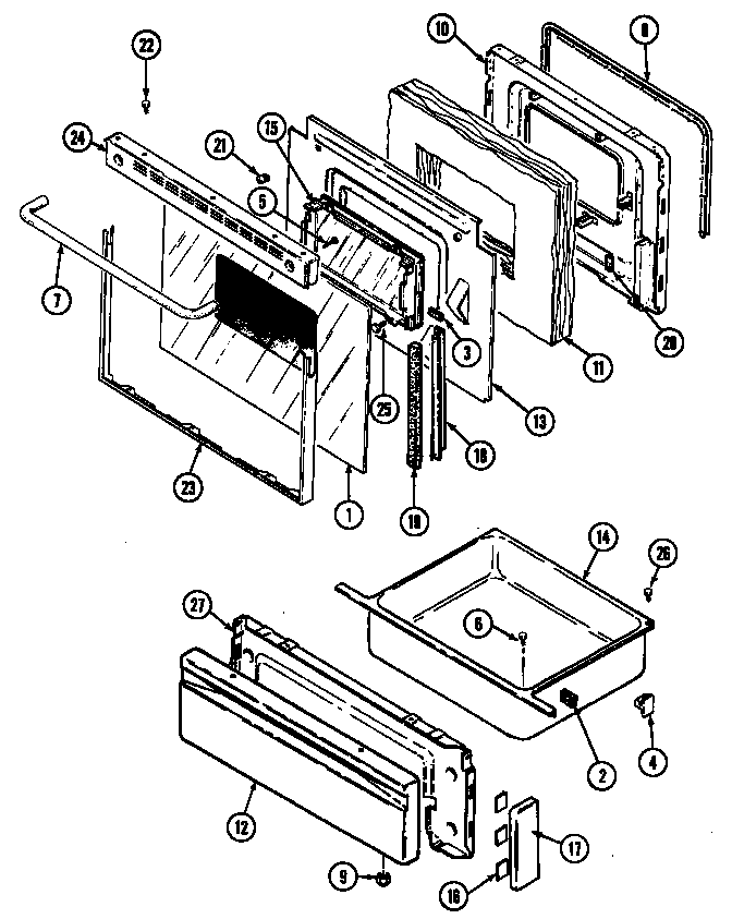 Maytag CHE9000ACB door/drawer diagram