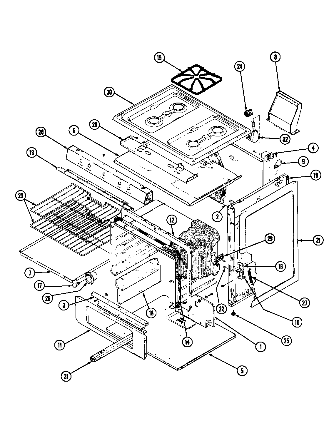 Magic Chef 31HY-92KLX-ON body parts diagram