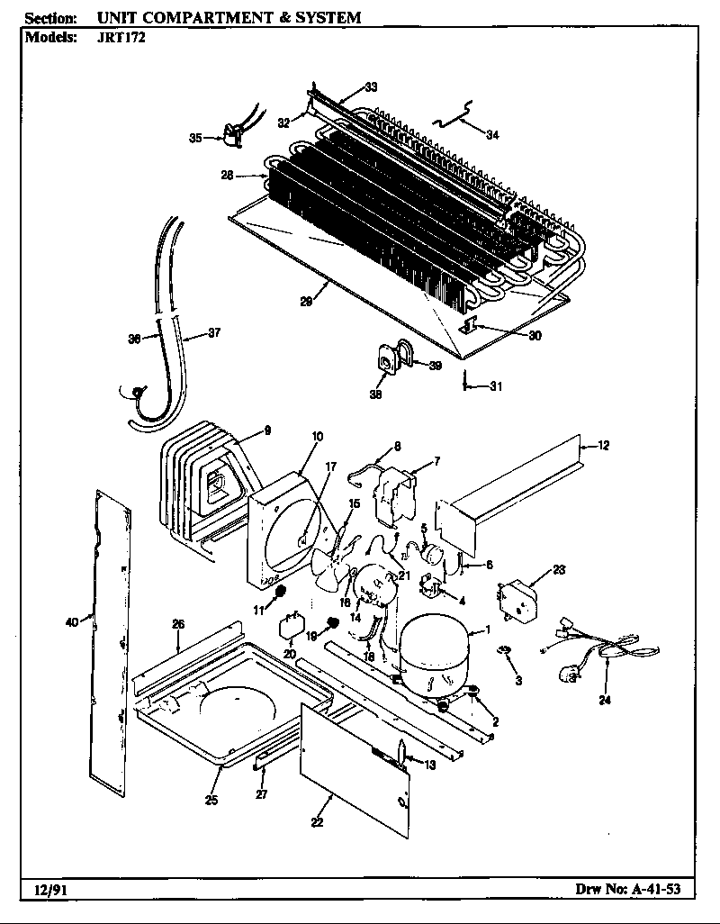Jenn-Air JRT172R/AJ21B unit compartment & system diagram