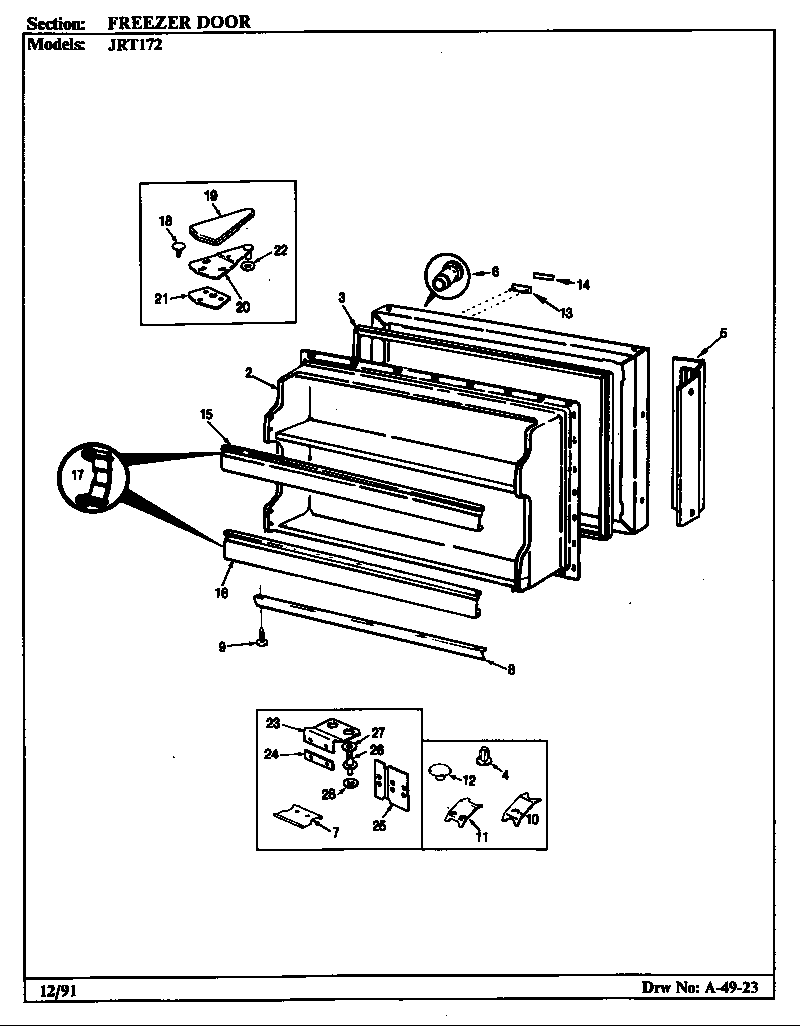 Jenn-Air JRT172R/AJ21B freezer door diagram