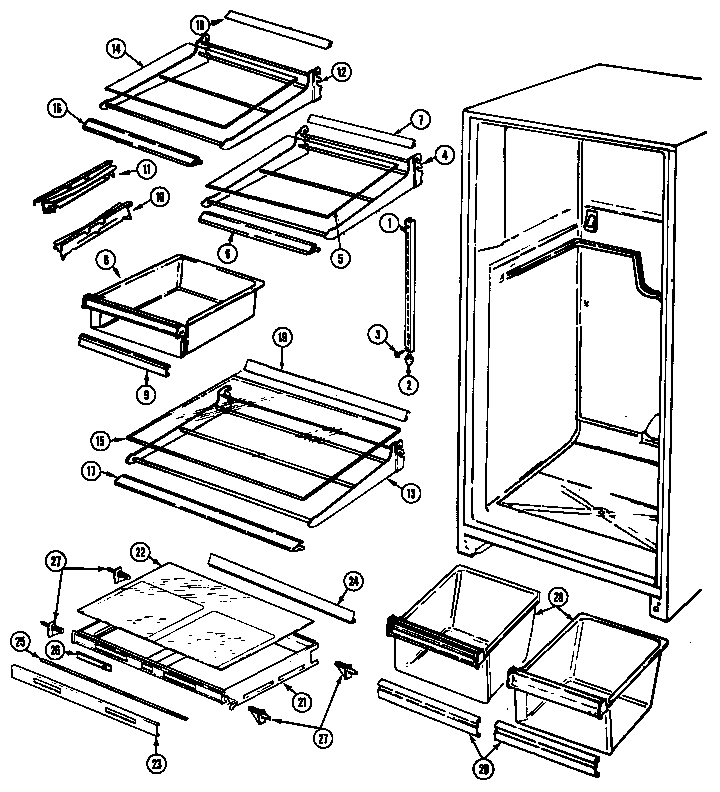 Norge NT218NFA shelves & accessories diagram