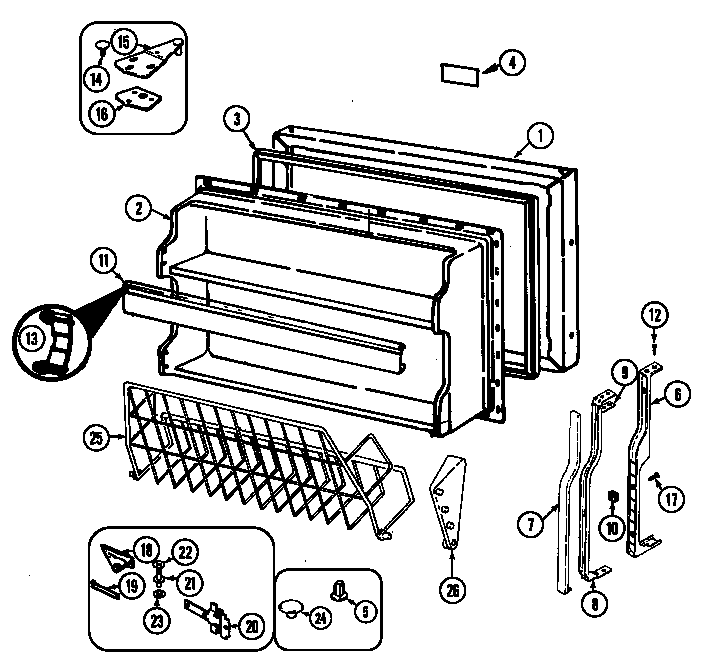 Norge NT218NFA freezer door diagram