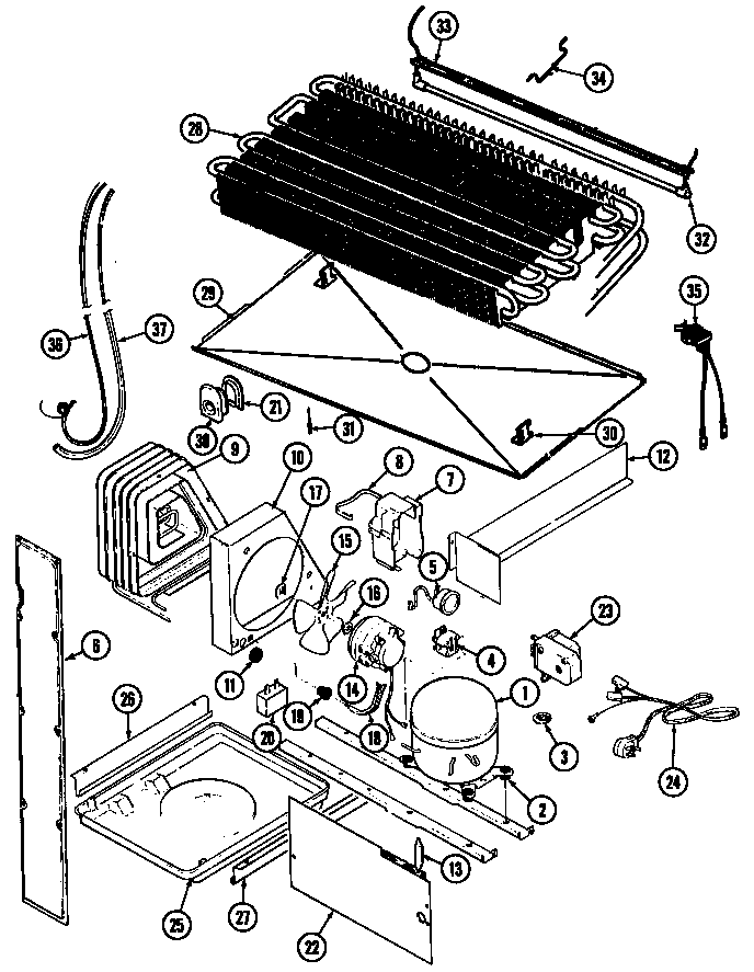 Admiral RTDA238AAE unit compartment & system diagram