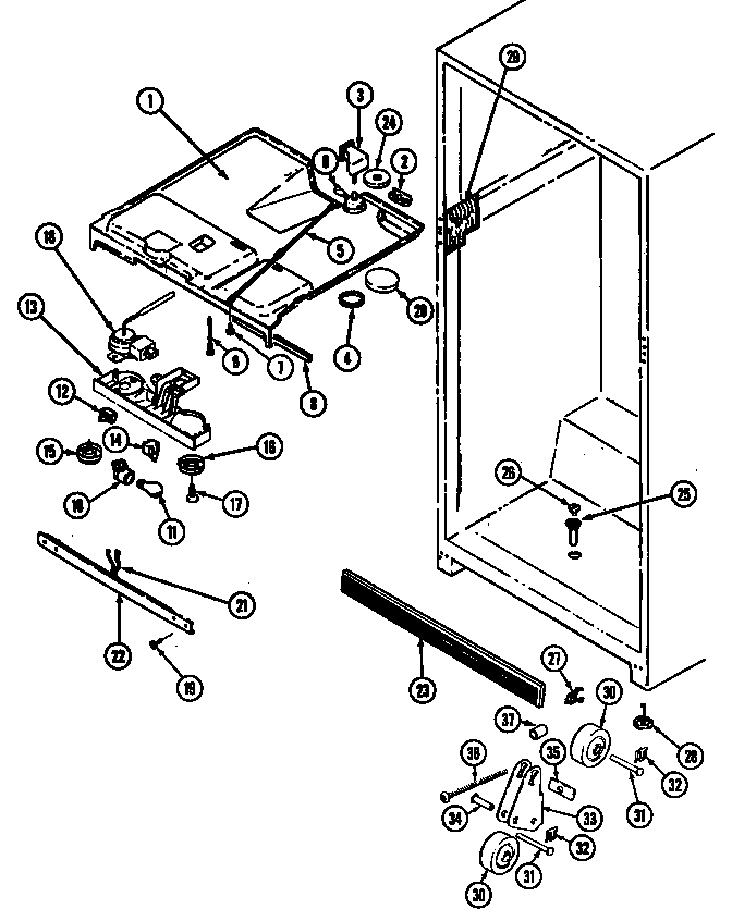 Admiral RTDA238AAE fresh food compartment diagram