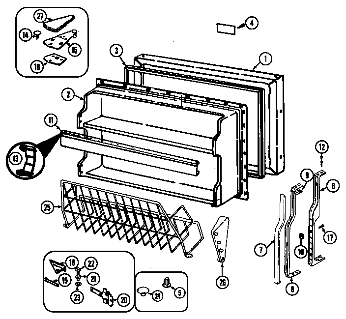 Admiral RTDA238AAE freezer door diagram