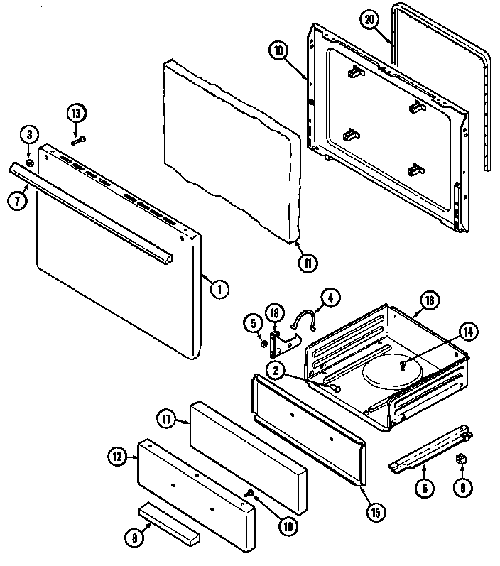 Maytag GM3110PRAM door/drawer diagram