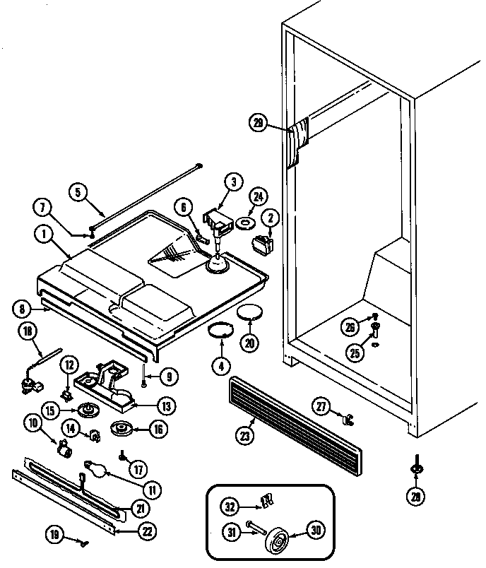 Magic Chef RB151TLA fresh food compartment diagram