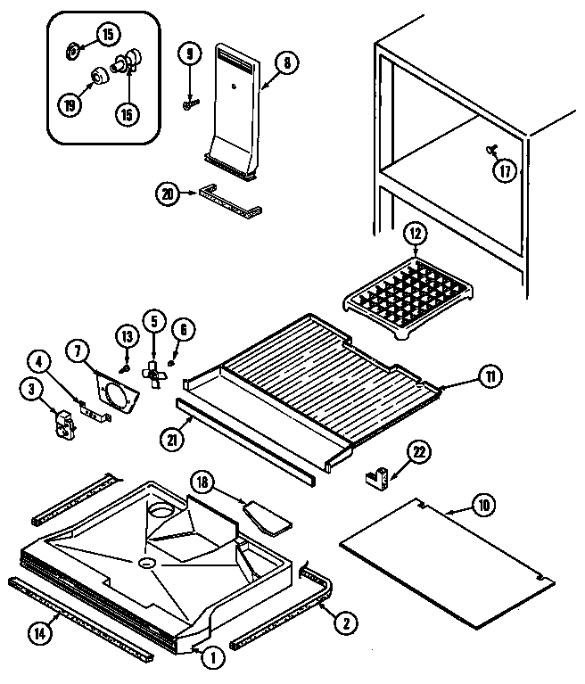 Magic Chef RB151TLA freezer compartment diagram
