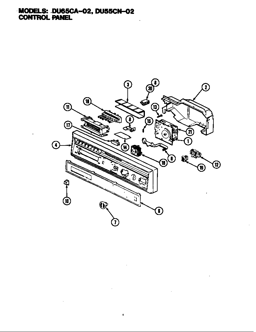 Magic Chef DU65CA-02 control panel (du65ca-02) (du65ca-01) diagram