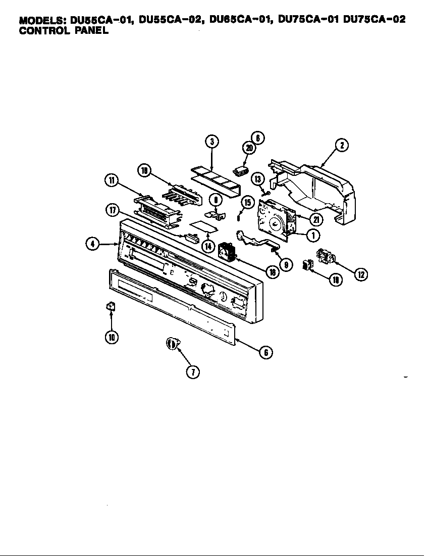 Magic Chef DU65CA-02 control panel (du65ca-01) (du65ca-02) diagram