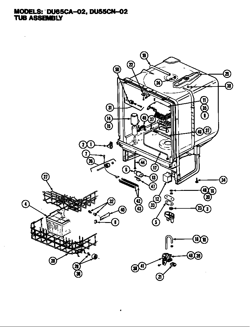 Magic Chef DU65CA-02 tub assy. (du65ca-02) (du65ca-01) diagram