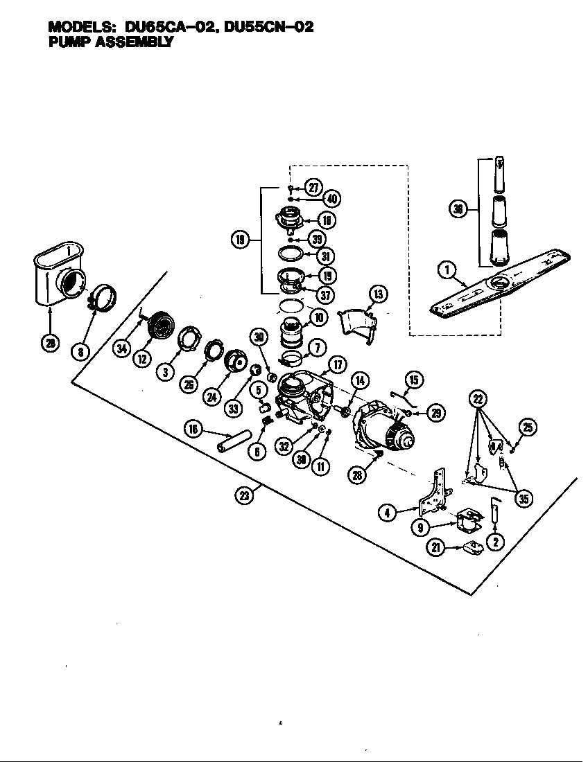 Magic Chef DU65CA-02 pump assy. (du65ca-02) (du65ca-01) diagram