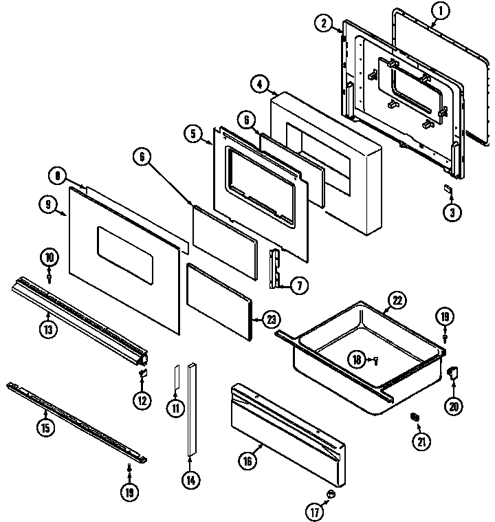 Crosley CC3878VVV door/drawer (ser. pre. 21) diagram