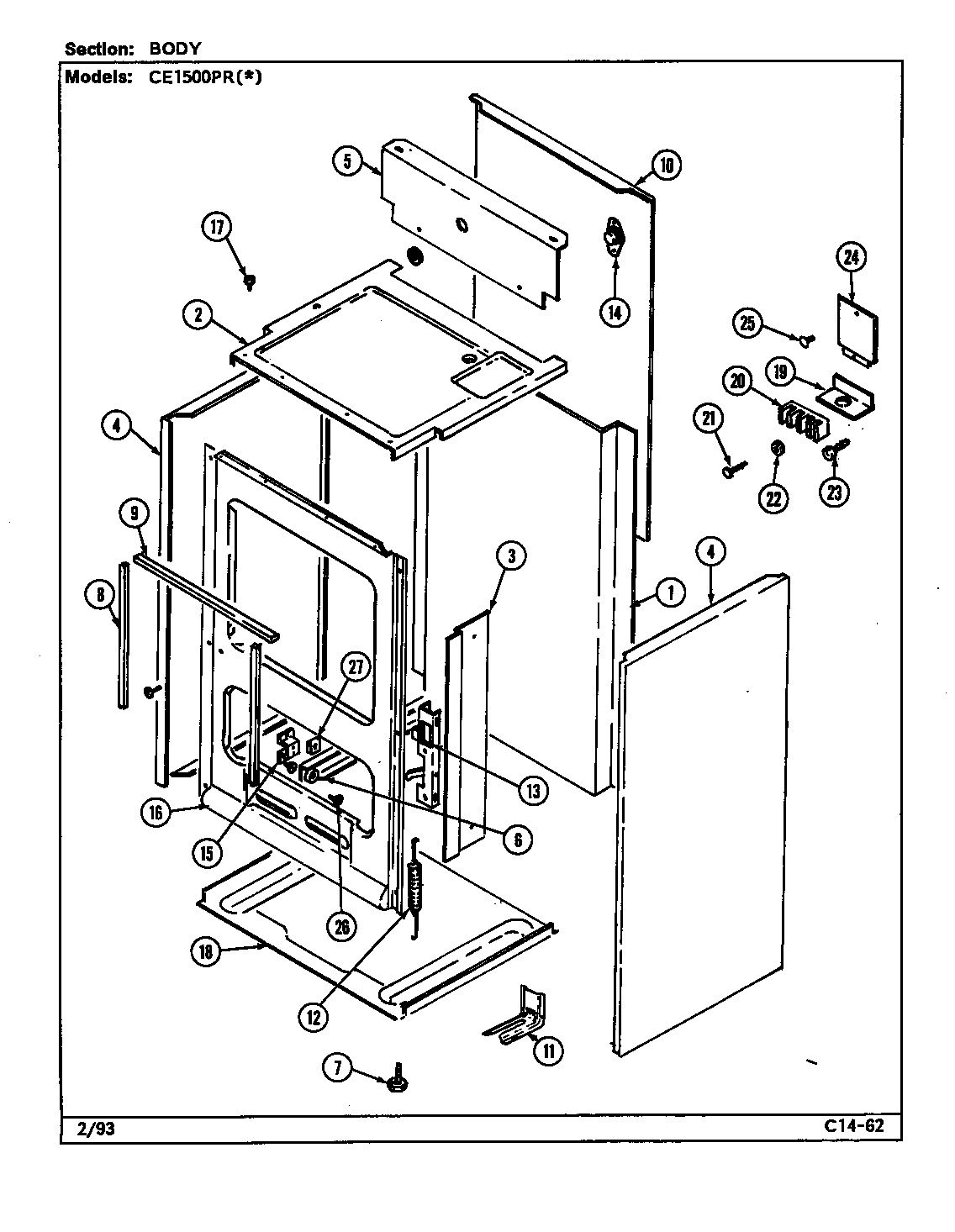 Crosley CE1500PRW body diagram
