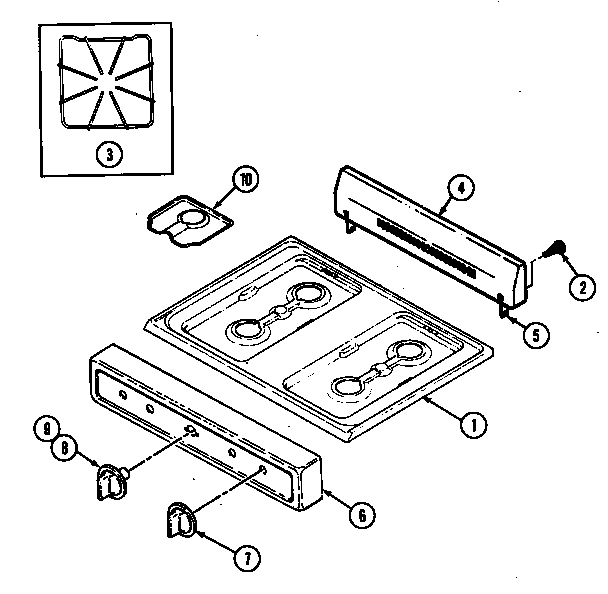 Crosley CG3100PPA top & control panel diagram