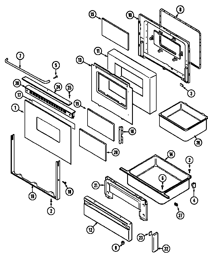 Maytag CRE9500CDE door/drawer (ser. pre. 19) diagram