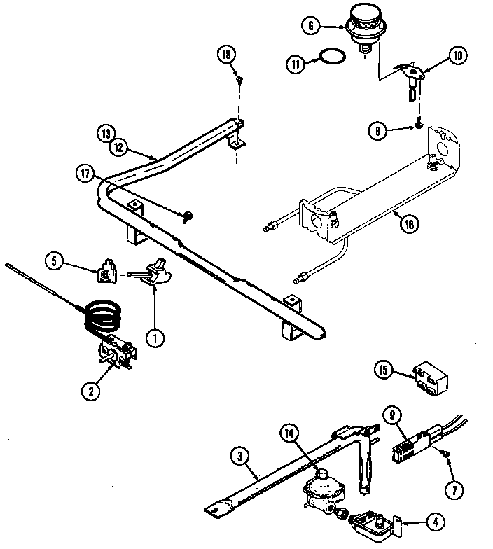 Maytag GA3177WUW5 gas controls diagram