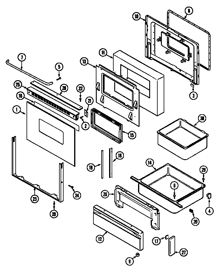 Maytag CRE9600BCW door/drawer (ser. pre. 10) diagram