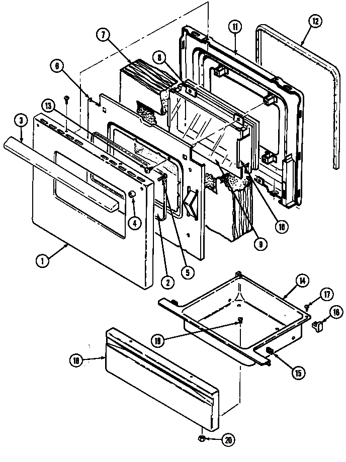 Crosley GC3531WUW door/drawer ("w" models) diagram