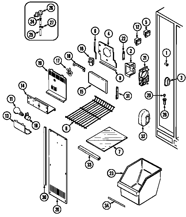 Maytag GS20Y8DA freezer compartment diagram