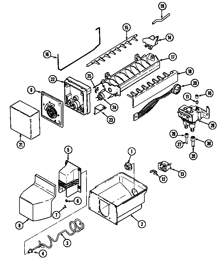 Maytag GS20Y8DA ice maker & bin diagram