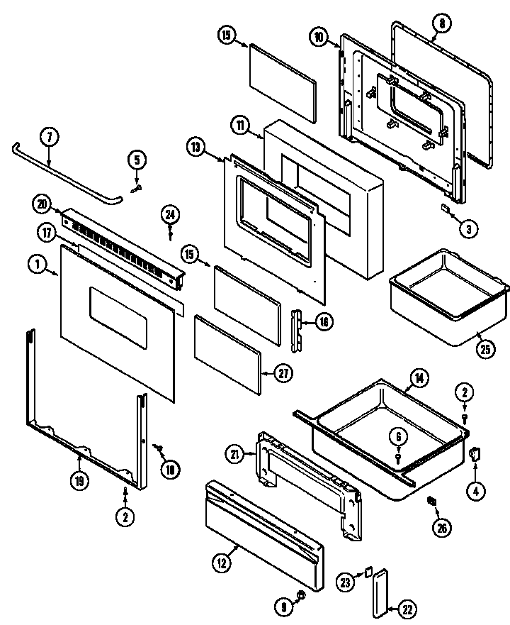 Maytag CRE9600CDL door/drawer (cdl/cdw series 16) (cre9600cdl) (cre9600cdw) diagram