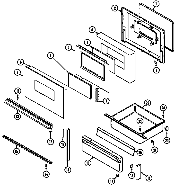 Norge N3438VRV door/drawer (ser. pre. 30) diagram