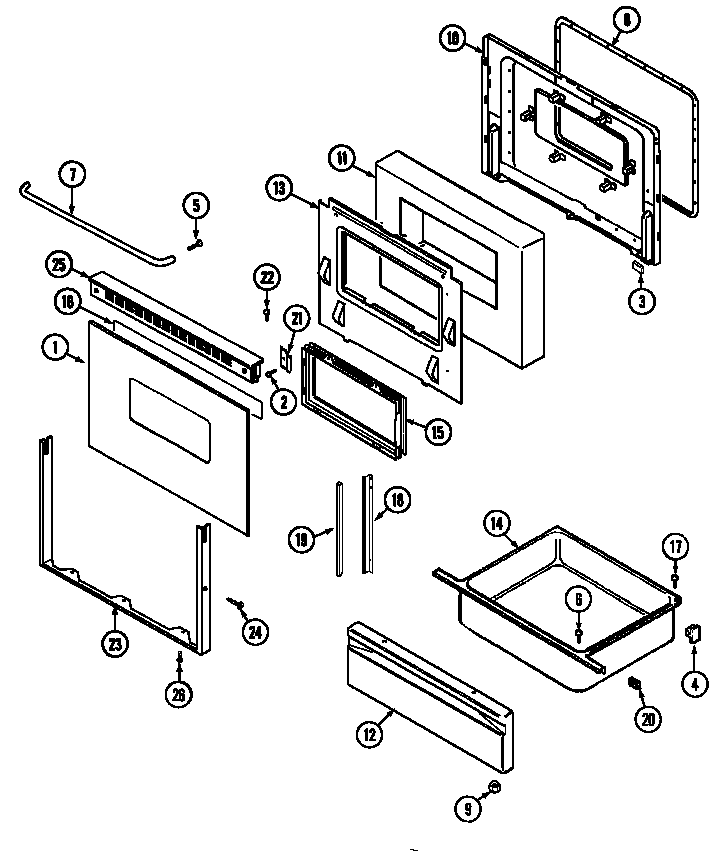 Maytag CRE8700CDL door/drawer diagram
