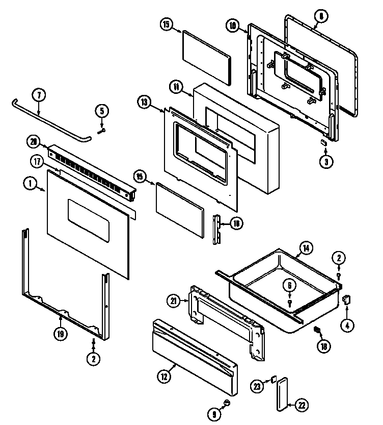 Maytag CRG8600BAB door/drawer (serial prefix 15) diagram